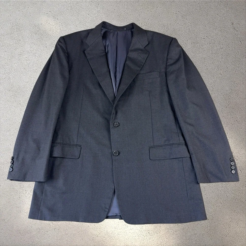 Hickey Freeman Loro Piana Tasmanian Super 130s Blazer Gray Mens 44R Madison